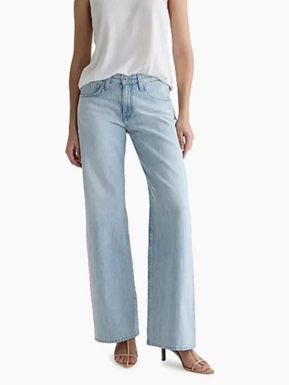 AG Adria Adriano Goldschmied Low Rise Wide Leg Light Wash Sunfaded Jeans NWT 30